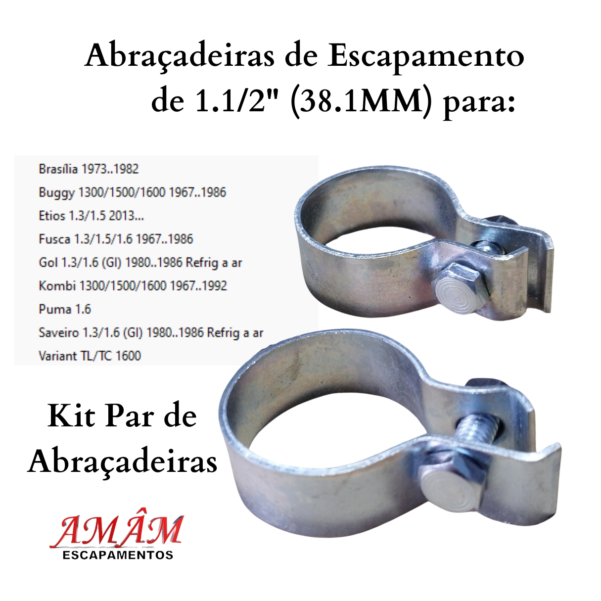 Par de Abraçadeiras de Escapamento Motor ...