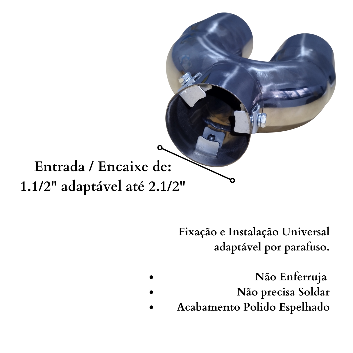 Ponteira Dupla Inox Redonda 3,5 Universal...