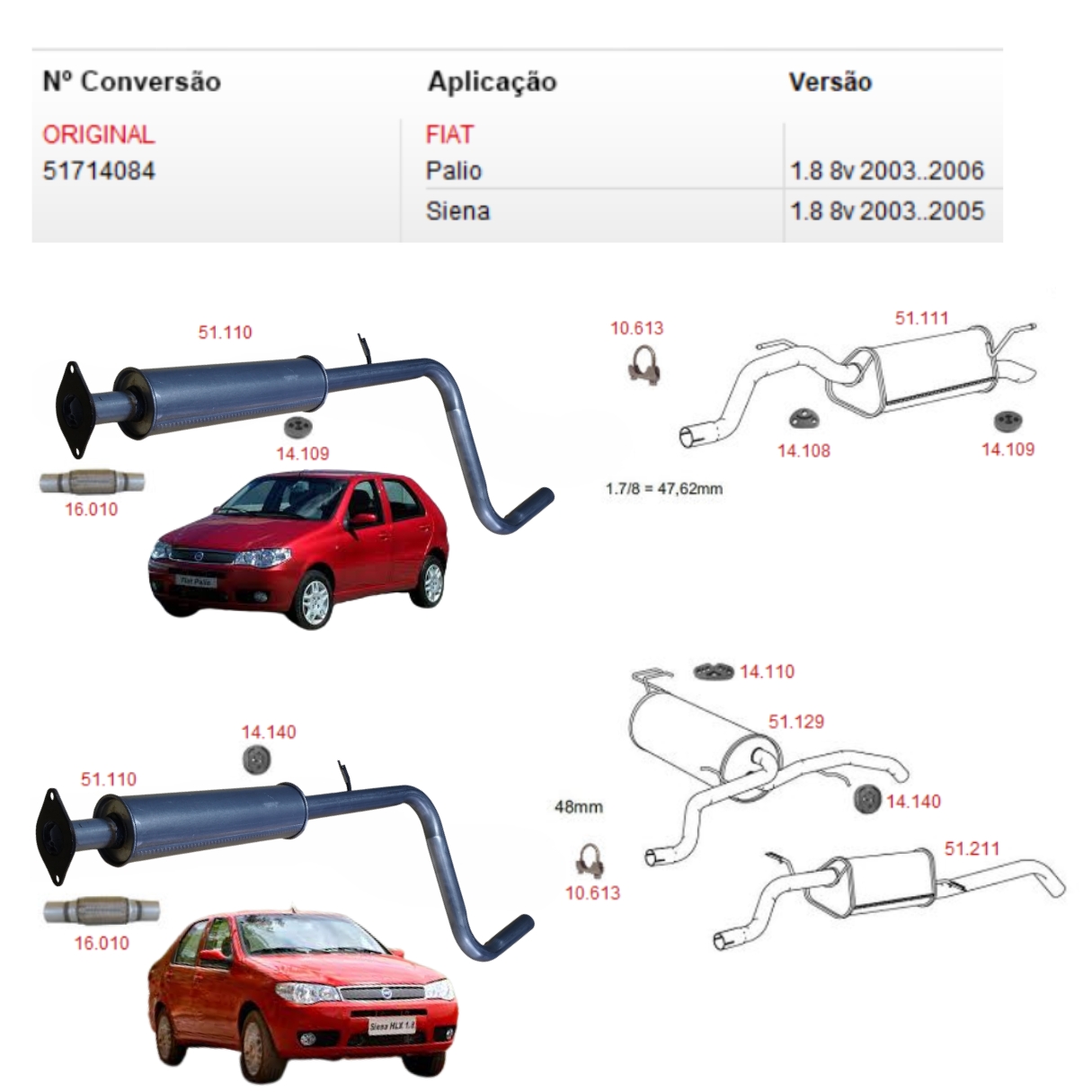 Escapamento Intermediario Fiat Palio e Si...