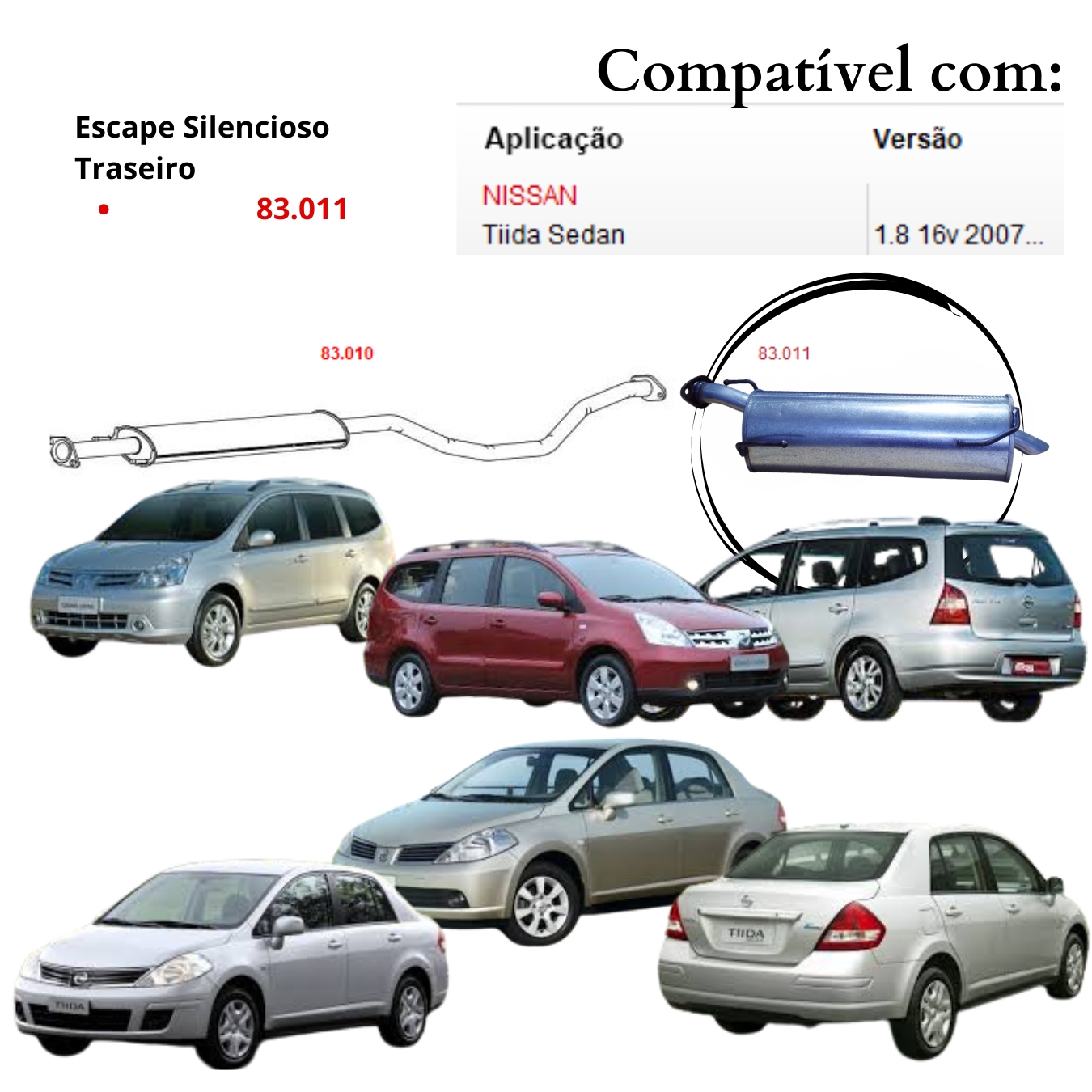Silencioso Escapamento Traseiro Nissan Ti...