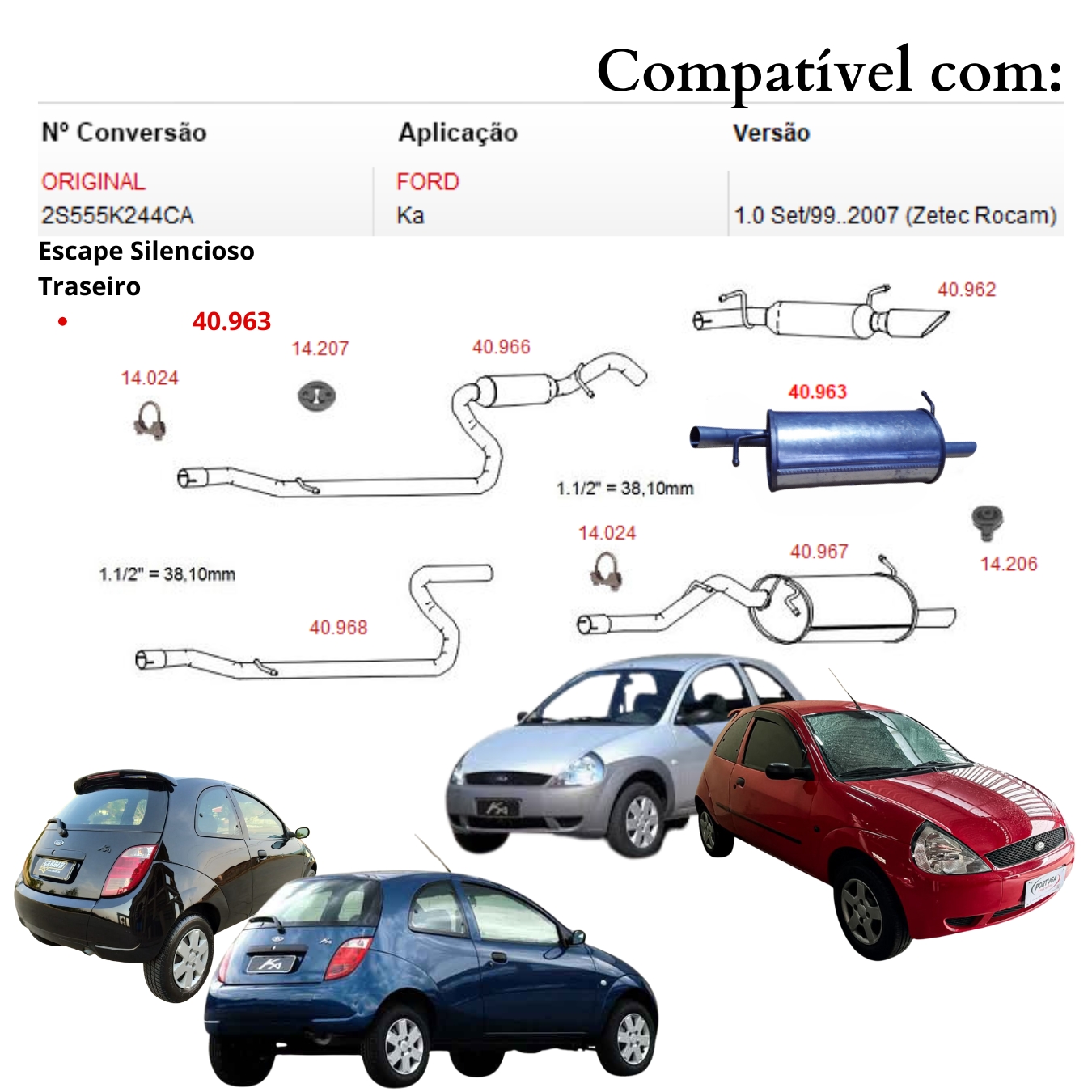 Silencioso Escapamento Traseiro Ford Ka 1...