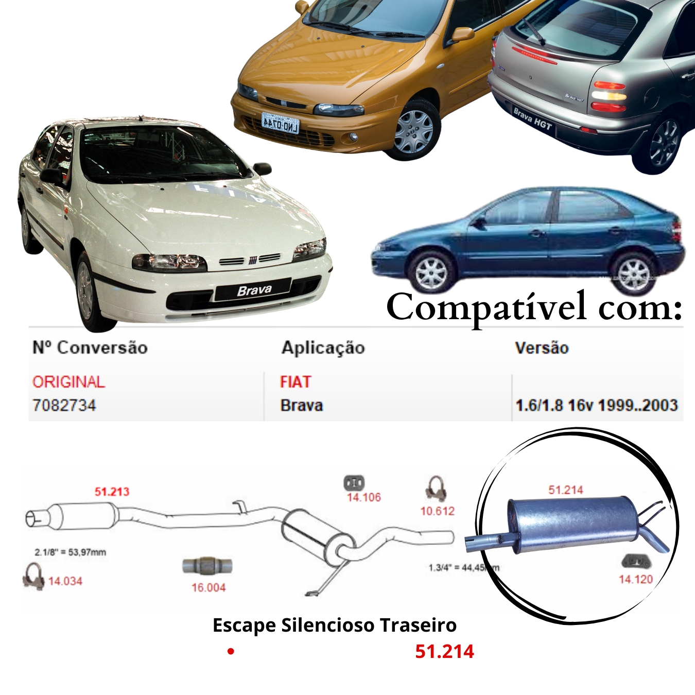 Silencioso Escapamento Traseiro Fiat Brav...