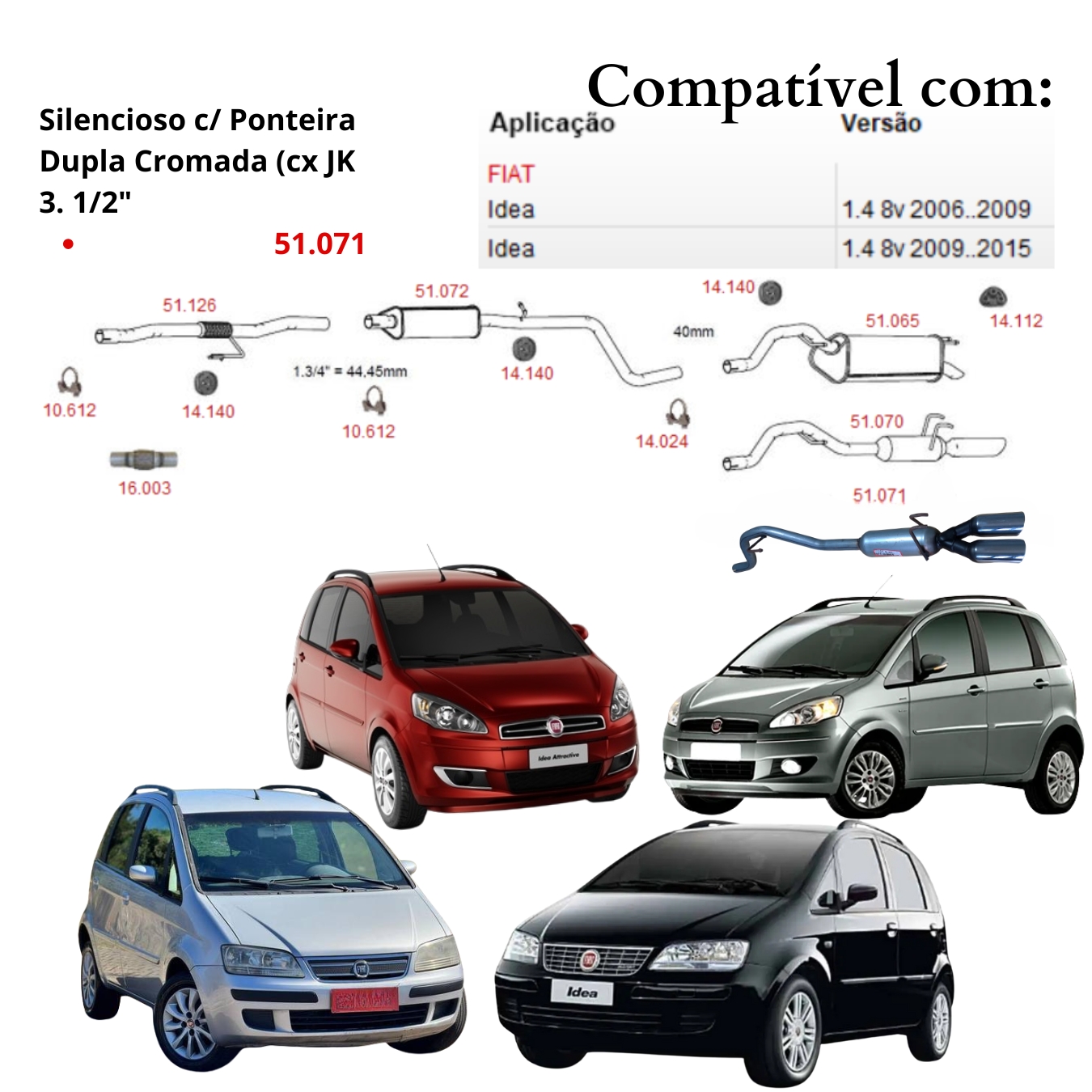Escapamento Esportivo Ponteira Dupla Crom...