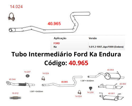 Escapamento Tubo Intermediario Ford Ka 1....