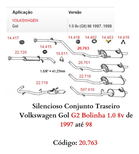 Silencioso Escapamento Volkswagen Gol G2 ...