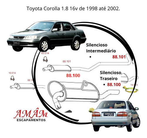 Escapamento Silencioso Completo Toyota Co...