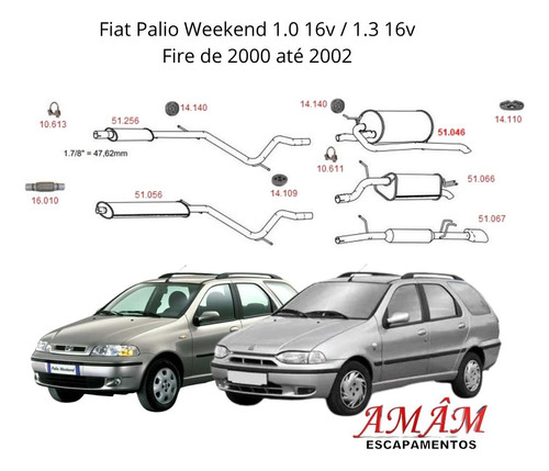 Escapamento Completo (Inter + Tras) Fiat ...