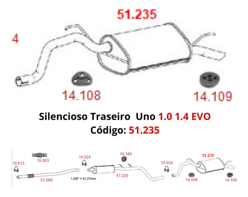 Silencioso Escapamento Traseiro Fiat Uno ...