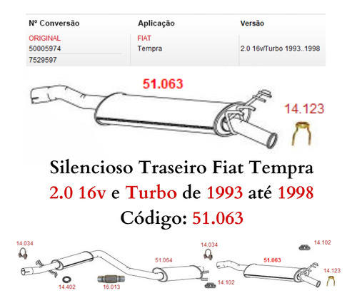 Silencioso Escapamento Traseiro Fiat Temp...
