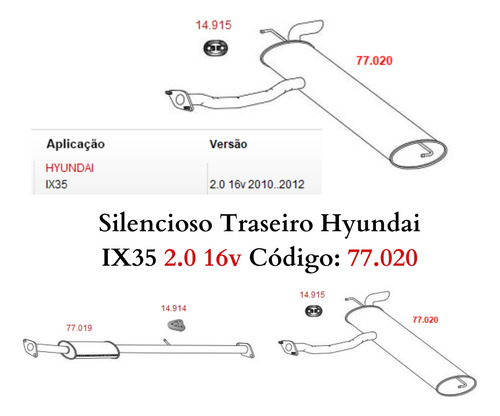Silencioso Escapamento Traseiro Hyundai I...