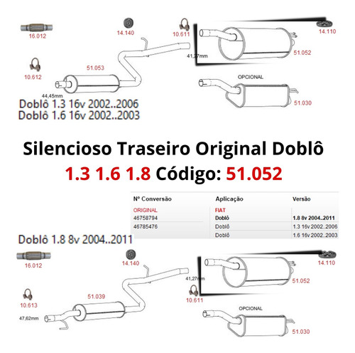 Silencioso Escapamento Traseiro Fiat Dobl...
