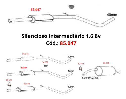 Silencioso Escapamento Intermediário Rena...