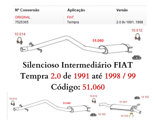 Escapamento Silencioso Intermediario Fiat...