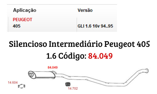 Escapamento Silencioso Intermediário Peug...