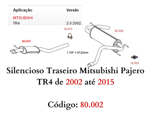 Silencioso Escapamento Traseiro Mitsubish...