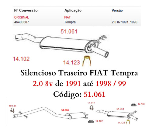 Silencioso Escapamento Traseiro Fiat Temp...
