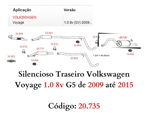 Silencioso Escapamento Traseiro Volkswage...