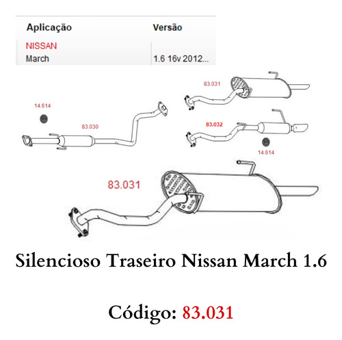 Silencioso Escapamento Traseiro Nissan Ma...