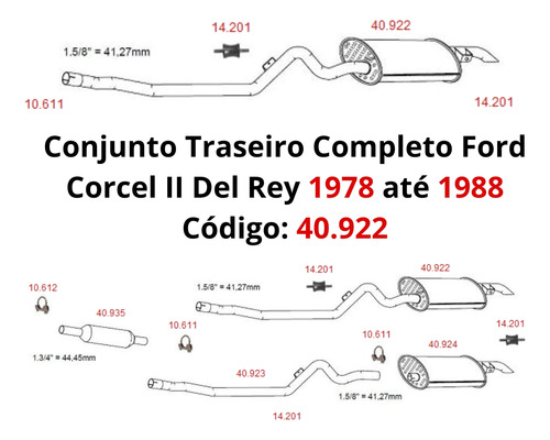 Conjunto Escapamento Traseiro Ford Corcel...