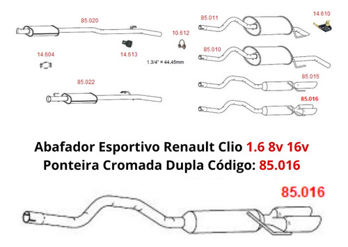 Escapamento Abafador Esportivo Renault Cl...