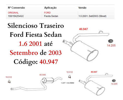 Silencioso Escapamento Traseiro Ford Fies...