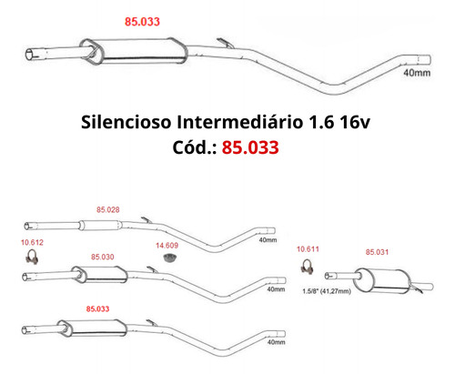 Escapamento Silencioso Intermediário Rena...