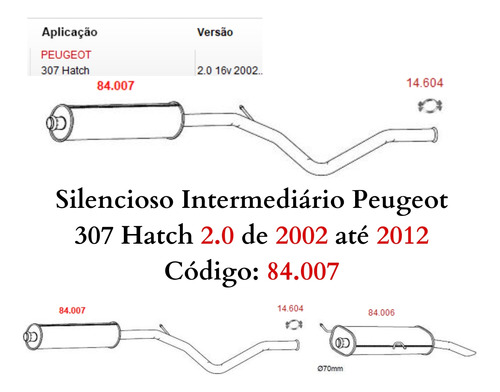 Escapamento Silencioso Intermediário Peug...