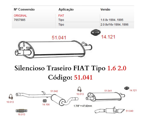 Silencioso Escapamento Traseiro Fiat Tipo