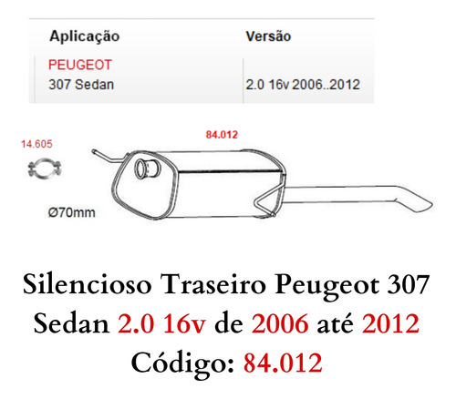 Silencioso Escapamento Traseiro Peugeot 3...