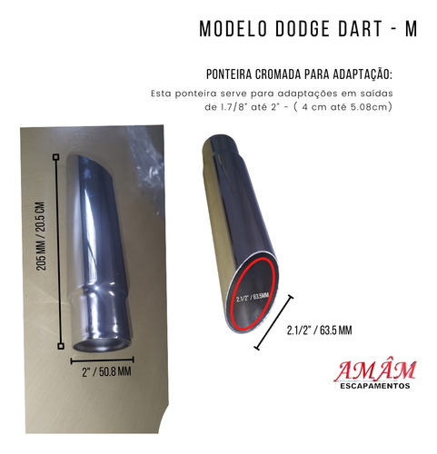Ponteira Cromada 2 Polegadas Dodge Dart (...