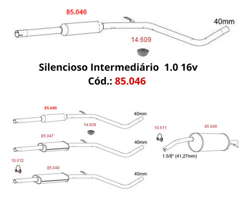 Silencioso Escapamento Intermediário Rena...