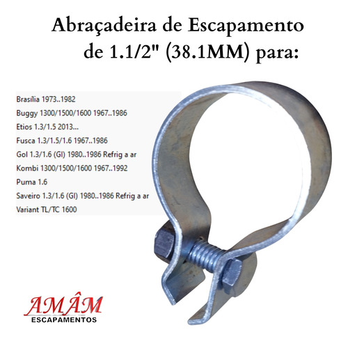 Abraçadeira de Escapamento de 1.1/2 Pol M...