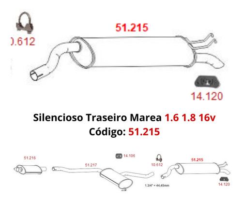 Silencioso Escapamento Traseiro Fiat Mare...