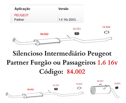 Escapamento Silencioso Intermediário Peug...