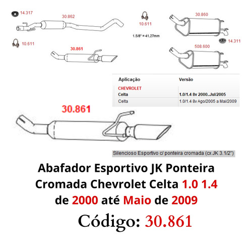 Escapamento Esportivo Ponteira Cromada JK...
