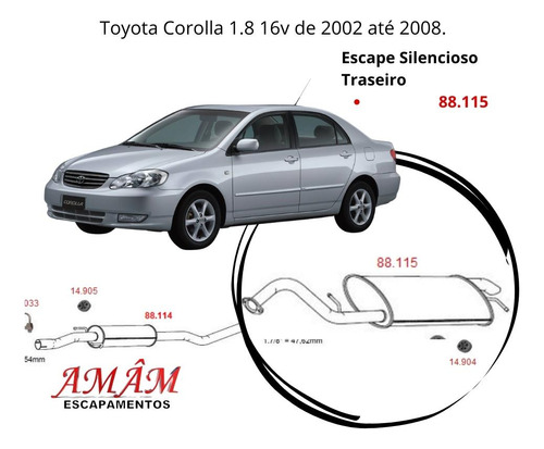 Escapamento Completo (Inter + Tras) Toyot...