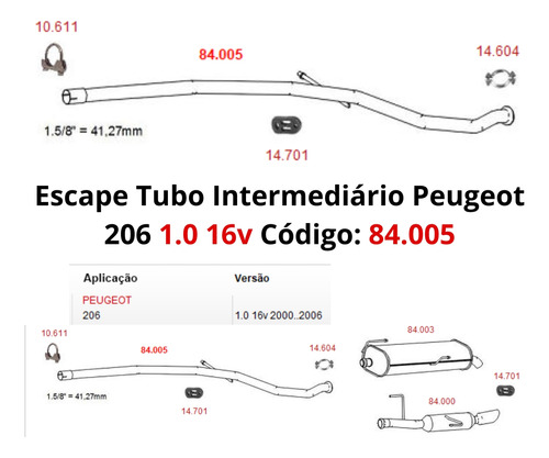 Escapamento Tubo Intermediário Peugeot 20...