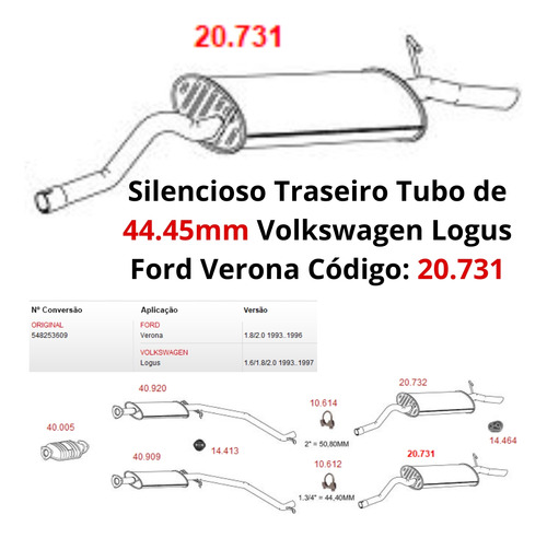 Silencioso Escapamento Traseiro Tubo de 4...