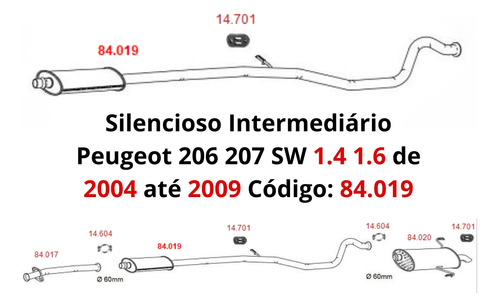 Escapamento Silencioso Intermediário Peug...