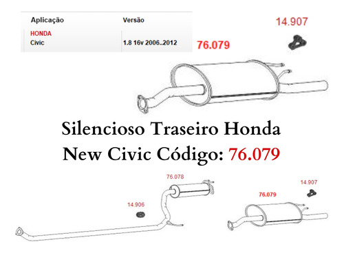 Silencioso Escapamento Traseiro Honda Civ...