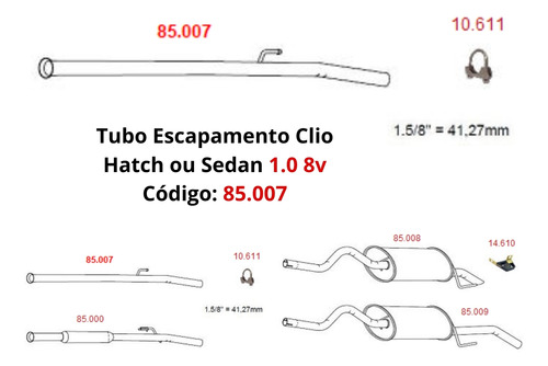 Escapamento Tubo intermediário Renault Cl...