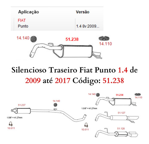 Silencioso Escapamento Traseiro Fiat Punt...