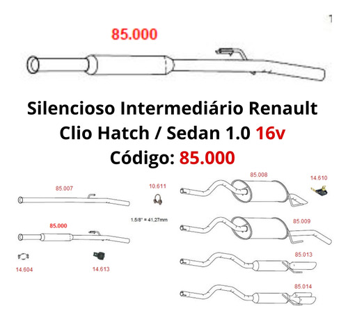 Escapamento Silencioso Intermediário Rena...