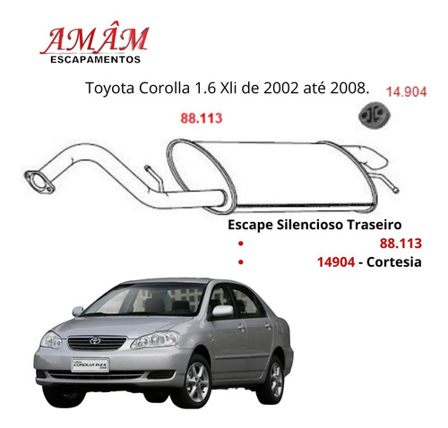 Escape Silencioso Traseiro Toyota Corolla...