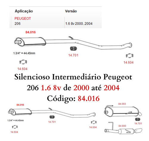 Escapamento Silencioso Intermediário Peug...